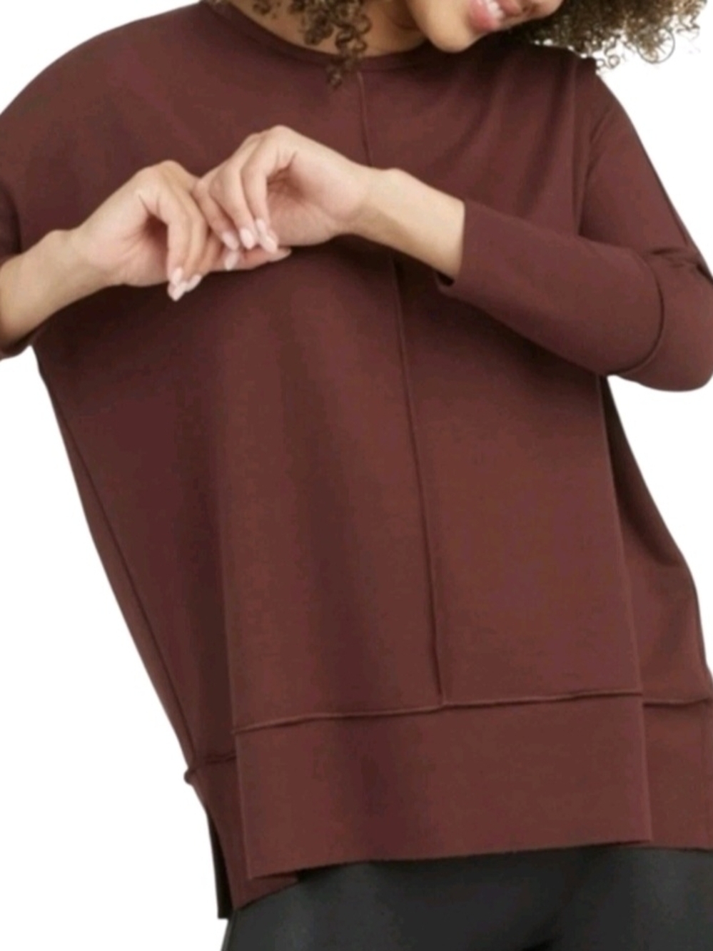 Spanx Perfect Length Dolman Sleeve Top Womens Size 1X Wine - Picture 1 of 13